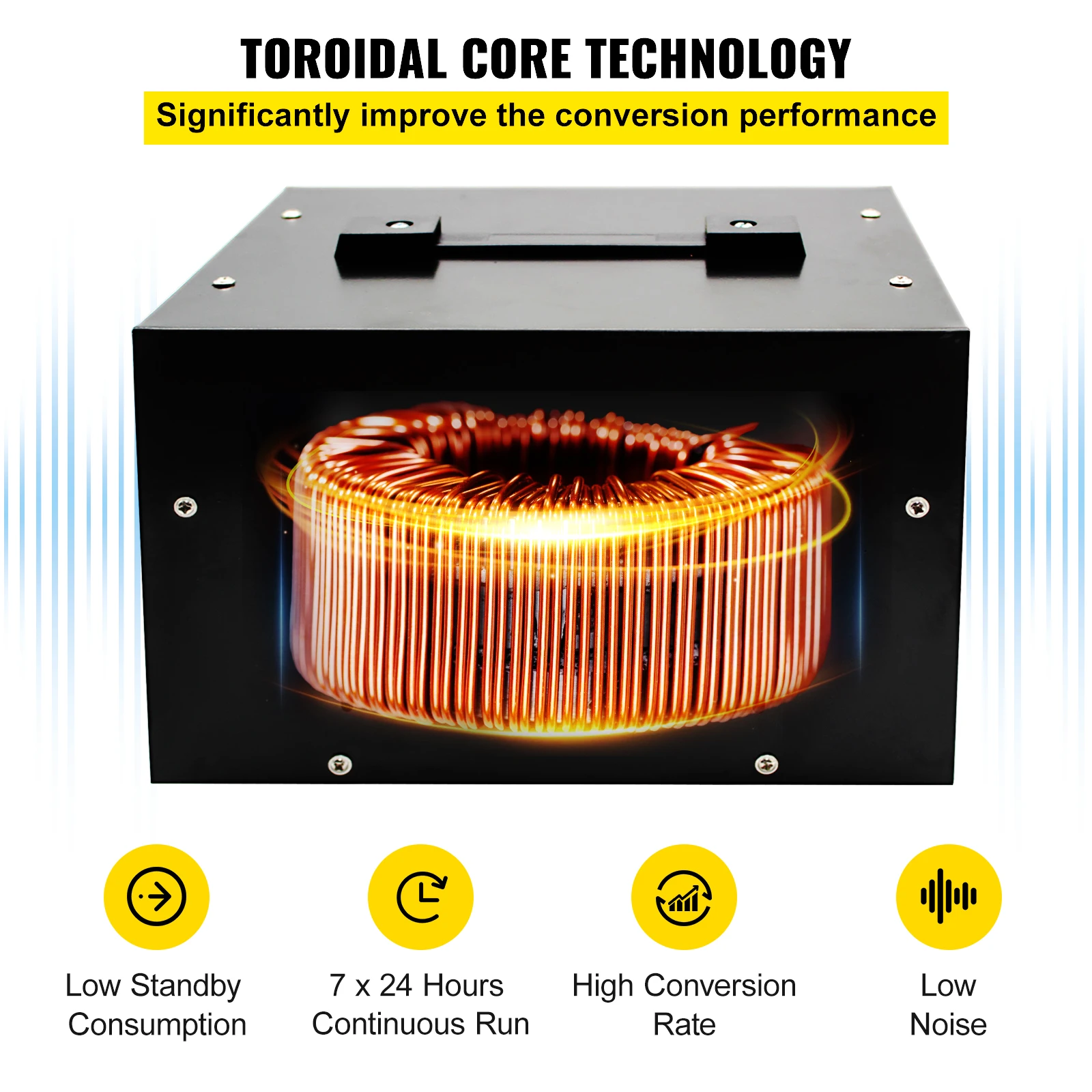 VEVOR-Convertisseur de Tension pour Appareils Électriques, Accessoire avec 4 Prises AC et Prise USB, 1000/2000/3000/5000 VA