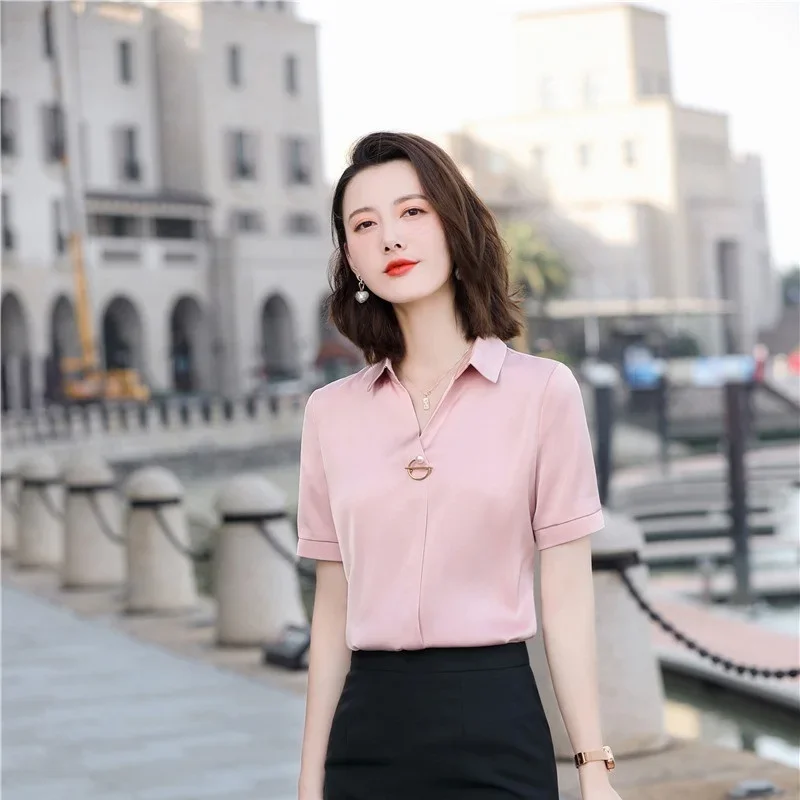 2021 Summer Office Ladies Work Wear Blouse Female Tops Clothes OL Formal Uniform Designs Business Shirt for Women Plus Size 5XL