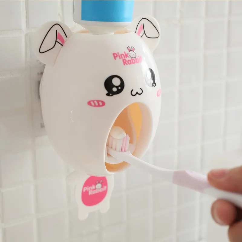 Cute Cartoon Toothpaste Dispenser Automatic Press Wall Mount Dental Tooth Paste Squeezer Tubes Children Kid Bathroom Accessories