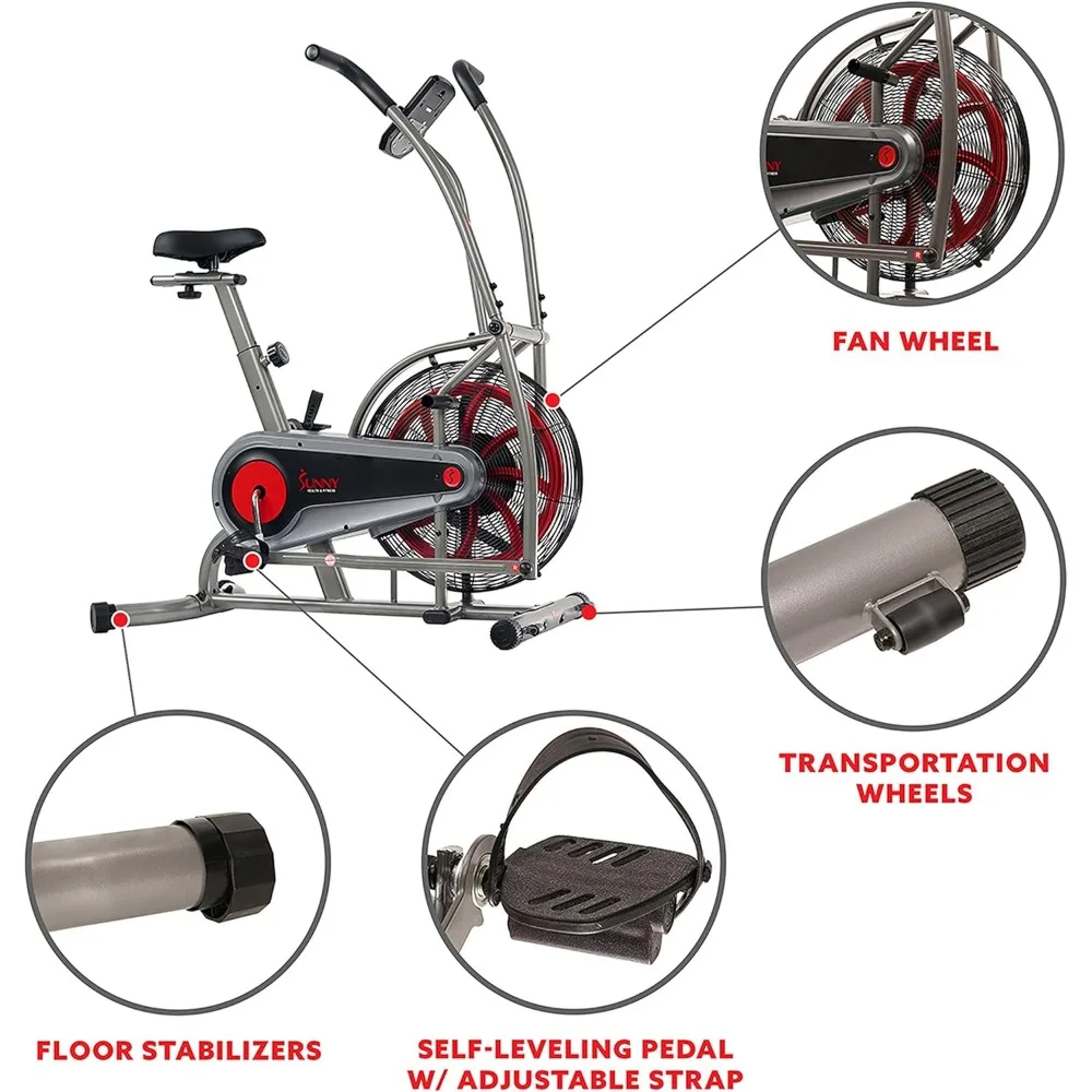 Motion Air Bike com resistência ilimitada e suporte para tablet, bicicleta ergométrica preta, SF-B2916