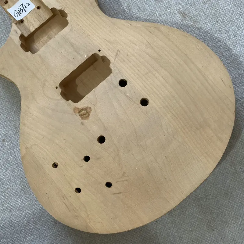 Unfinished Nature Color Lp Model Electric Guitar Body  Solid Wood HH Pickups  Left Hand Tune-O-Matic for DIY  Damages GB712