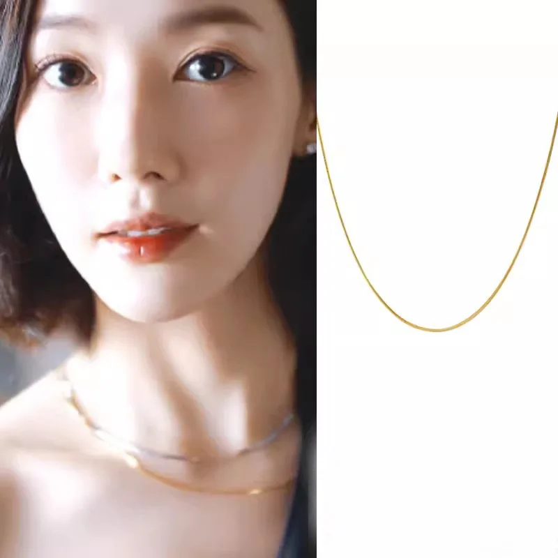 Korean Drama Mary My Husband Park Min Young Same Stainless Steel Necklace Collarbone Chain Snake Bone Thin Necklaces