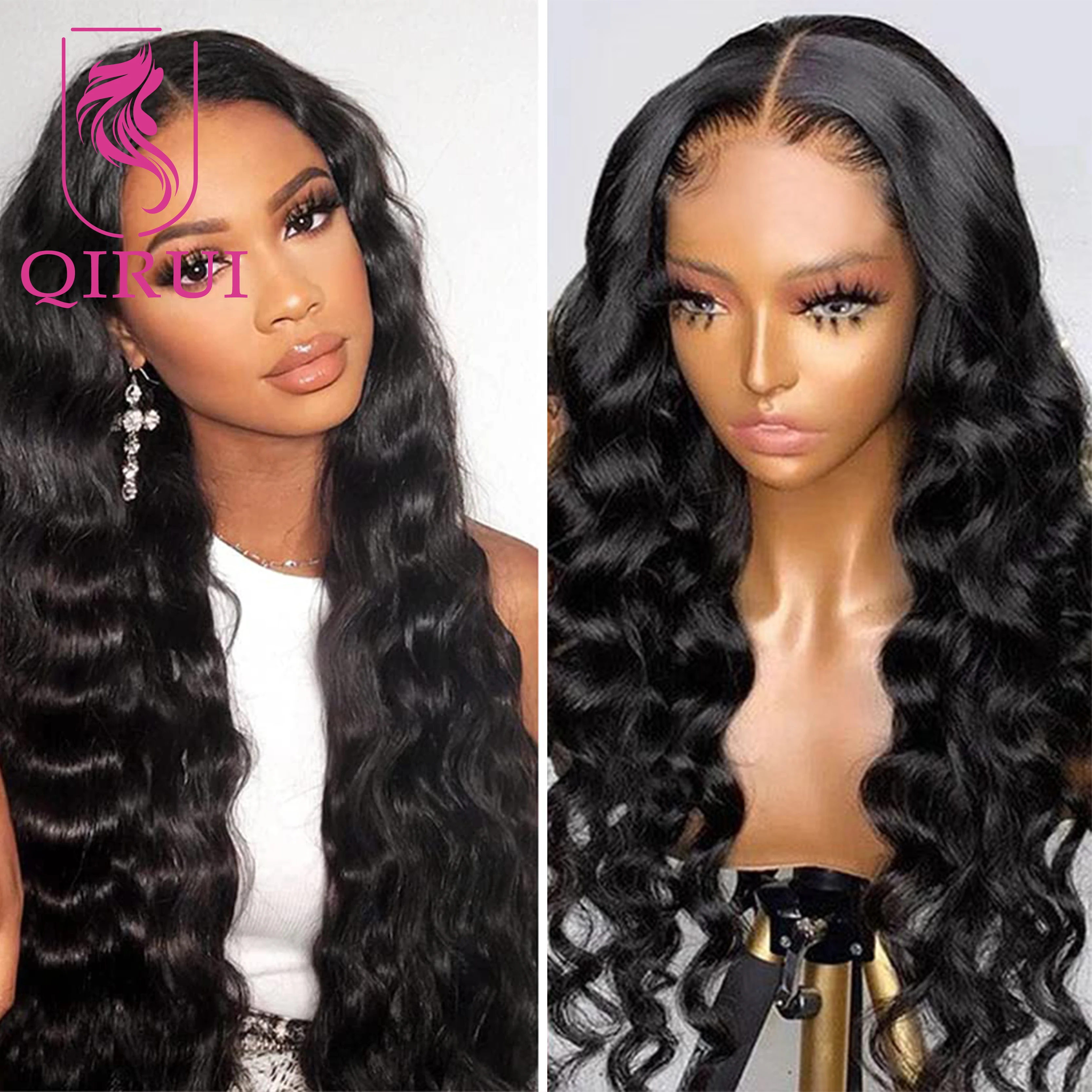 

30Inch Brazilian Loose Curly Silk Base Human Hair Wigs Loose Wave 5x5 PU Silk Base Closure Wigs For Women