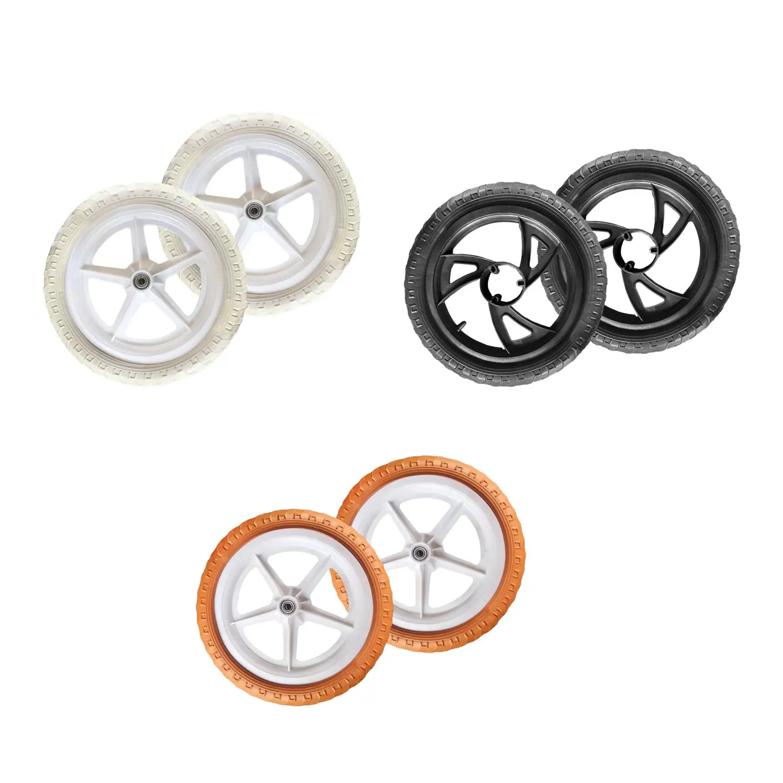 2 Pieces Balance Replacement Bike Wheels Fit 12inch Most Child Balance Bickes Repair Parts Anti Slip Non Inflatable Replaces