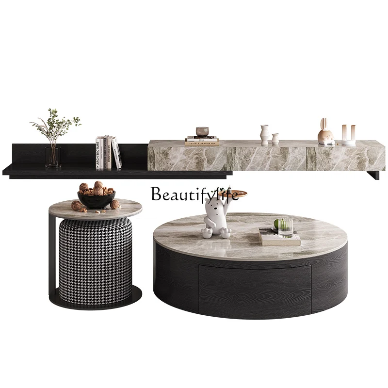 

Italian minimalist rock slab coffee table household modern minimalist locker