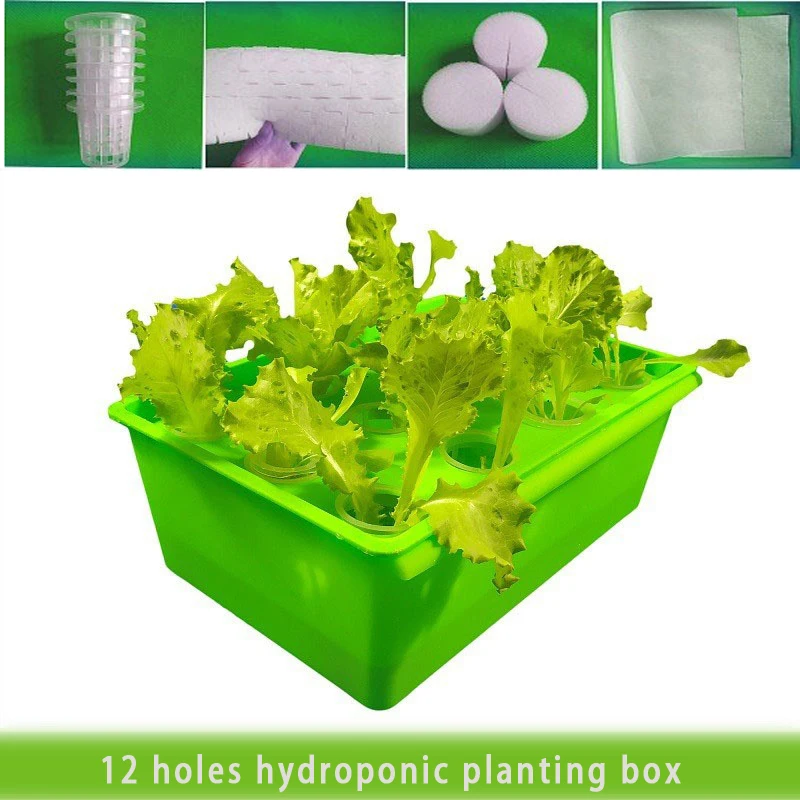 

12 Holes Plant Site Hydroponic Kit Garden Pots Planters Seedling Pots Indoor Cultivation Box Grow Kit Bubble Nursery Pots 1 Set