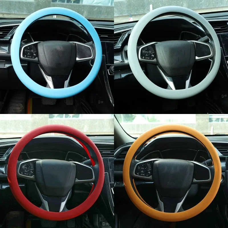 Silicone Anti-slip Car Steering Wheel Protective Cover Universal Silicone Solid Color Non-toxic Practical Steering Wheel Cover