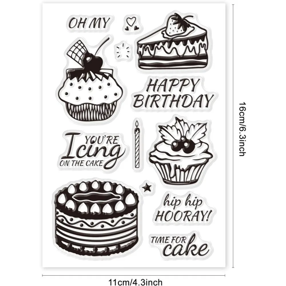 1Sheet Birthday Clear Stamps Stamp Cards Happy Birthday Blessing Words Clear Stamps