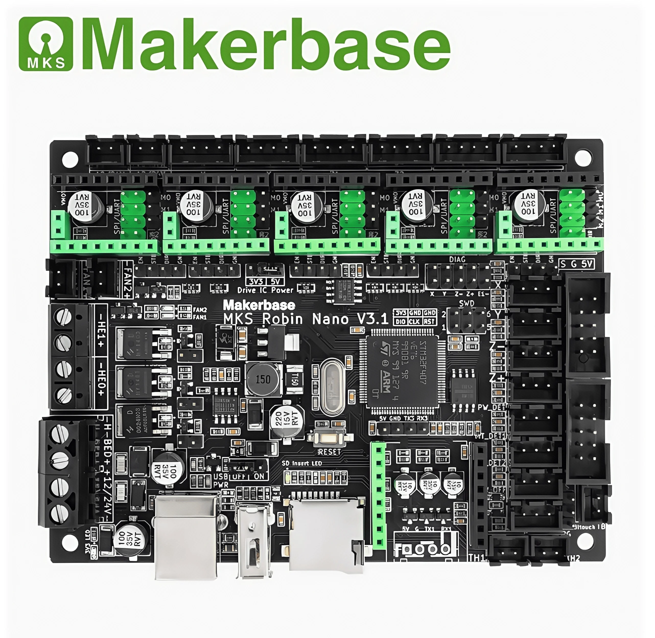 

Makerbase MKS Robin Nano V3.1 MKS TS35 TMC2225 TMC2209 Модуль Wi-Fi 3D-принтер Материнская плата M4 Core TFT Сенсорный экран