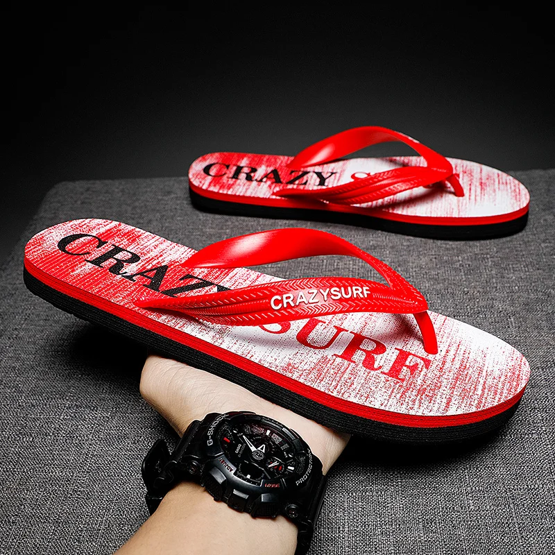 

Summer Hot Selling Cheap Flip-Flops Man Non-Slip Red Flat Slippers For Men Comfortable Lightweight Men's Slides Chanclas Hombre