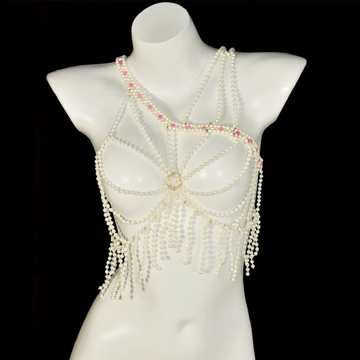 Bohemian Vacation Style Chest Chain Fashion Imitation Pearl body Jewelry Four Seasons Beaded  Beach Resort Party Accessories