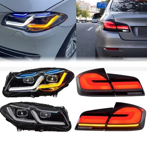 BMW F10 F18 5 시리즈 520d 530i 530d용 차량 LED 헤드라이트 및 후방 브레이크 후진 LED 테일 라이트 어셈블리 액세서리
