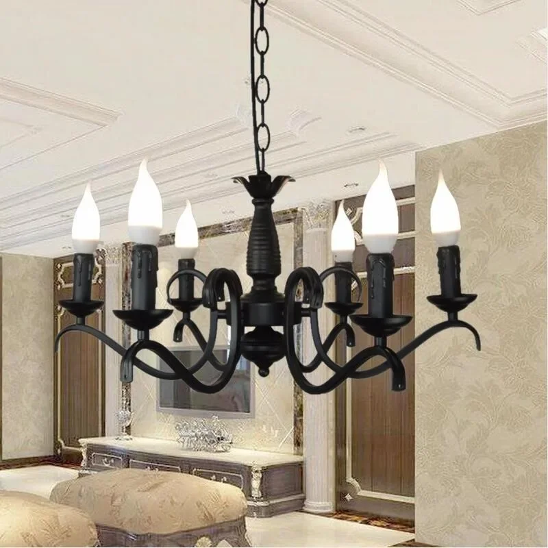 

Fashion new black led Chandeliers led lamps high quality iron Chandelier living room E14 led lustre light Chandeliers MJ1118