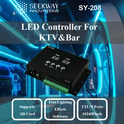 8-portowy kontroler LED 8192 pikseli dla WS2801 WS2812B WS2811 LPD8806 Taśma LED, obsługuje kartę SD Darmowe oprogramowanie z efektami świetlnymi