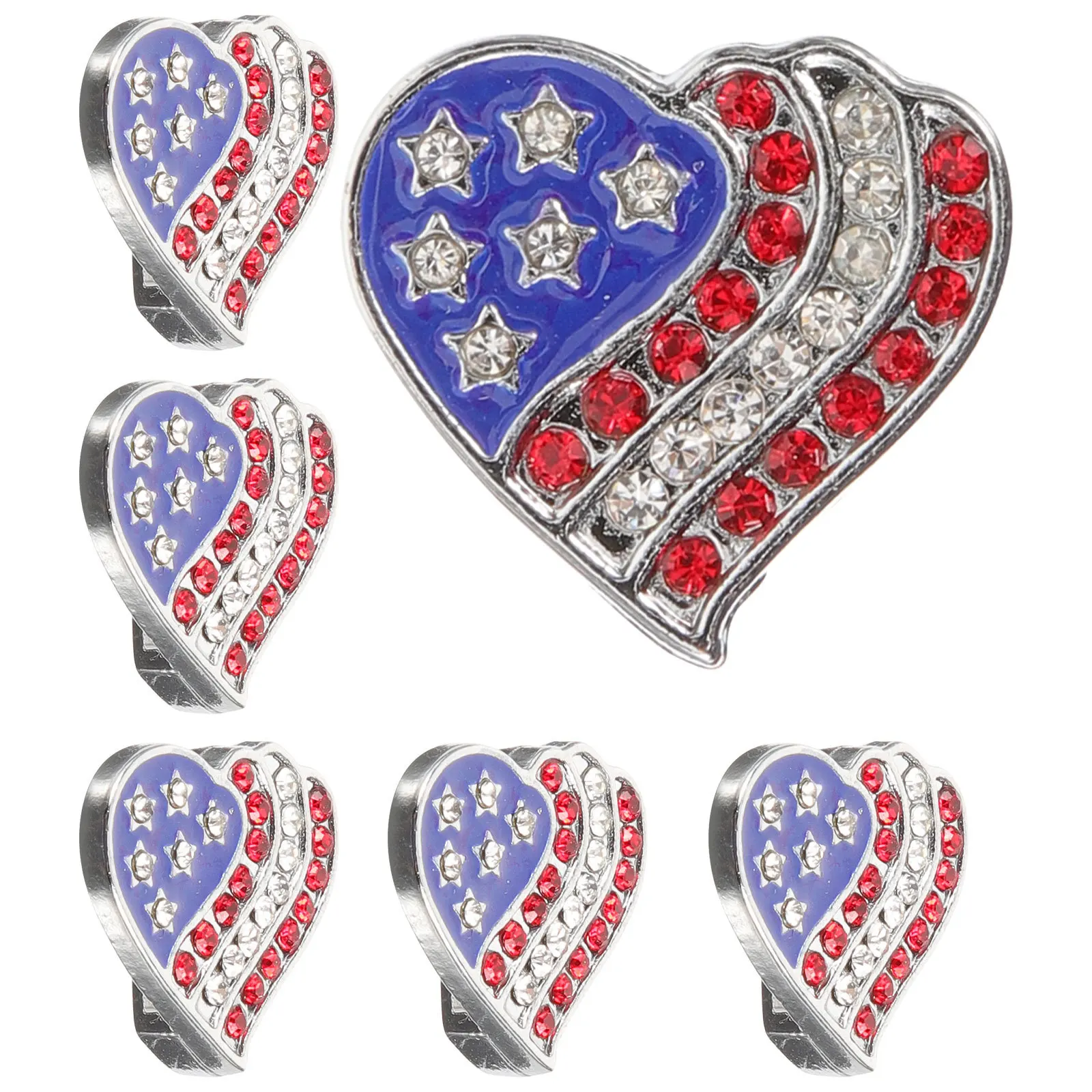 6 قطعة سبائك حجر الراين القلب سحر DIY بها بنفسك صنع المجوهرات عيد الاستقلال سوار خلخال المفاتيح الديكور الاكسسوارات الحرفية #6