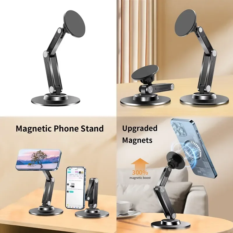 for  Desktop Aluminum Alloy Magnetic Folding Mobile Phone Holder New Rotating Stand