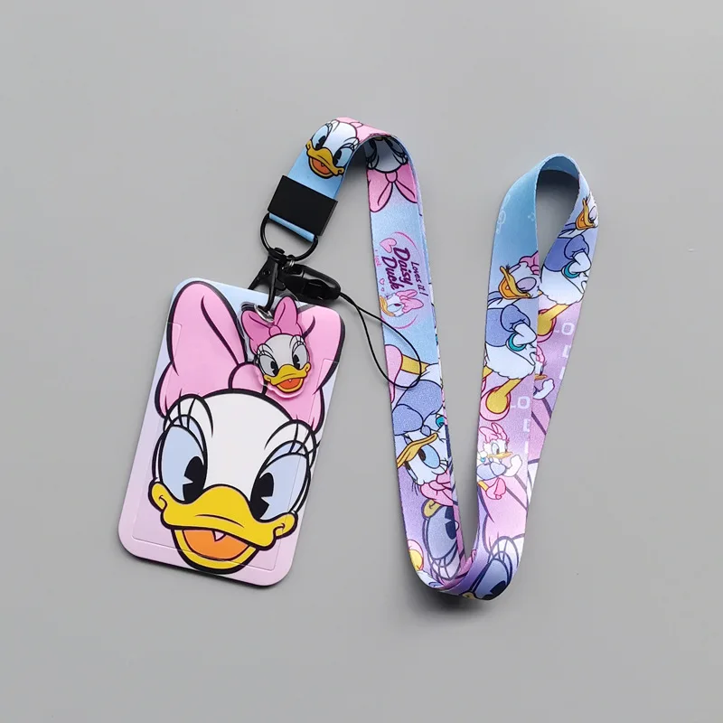 Kawaii Disney Donald Duck Card Holder Anime Student Campus Card Set Hanging Rope Work Card Meal Card Cute Girl Gift