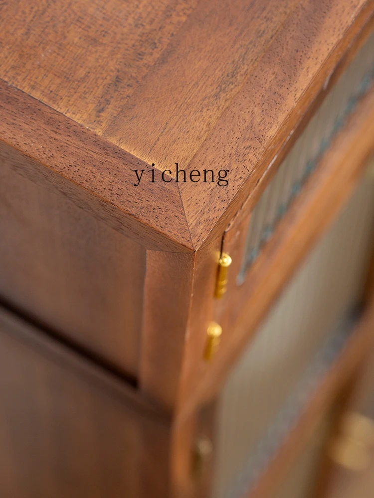 Black Walnut Floor Storage Cabinet Living Room Solid Wood Desktop Storage Tea Set Storage Cabinet