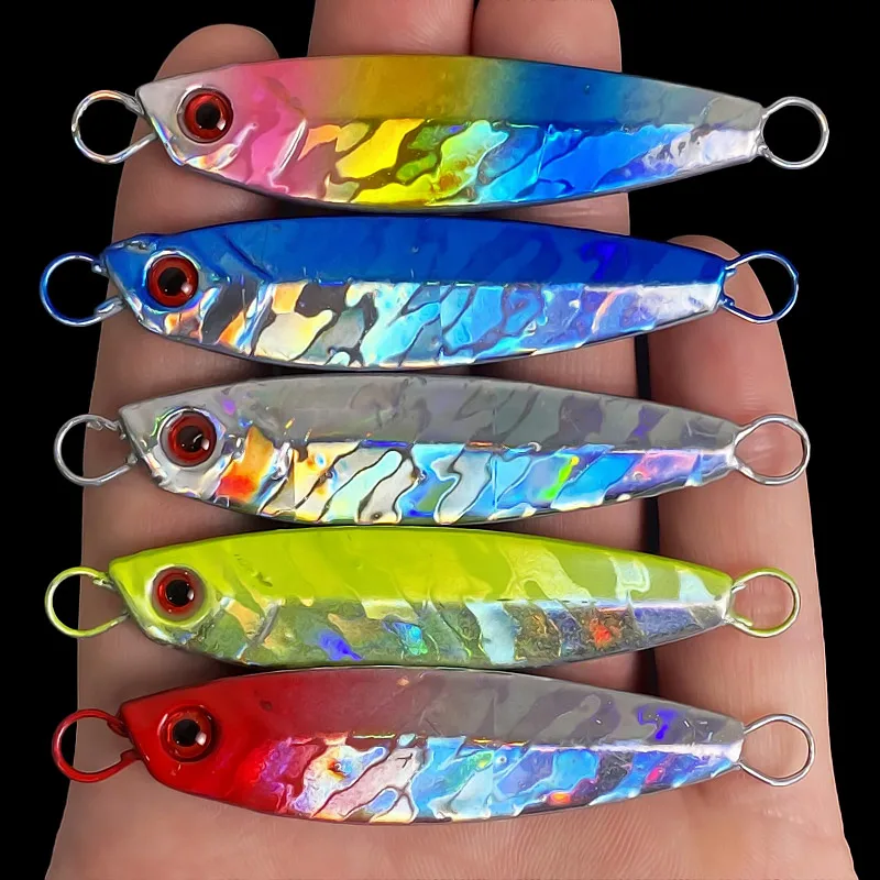 Bazooka Slow Jig Fishing Lure Metal Spoon Jigging Ice Hard Bait Lead Sinking Laser Saltwater Boat Bass Pike Shore Ice Winter