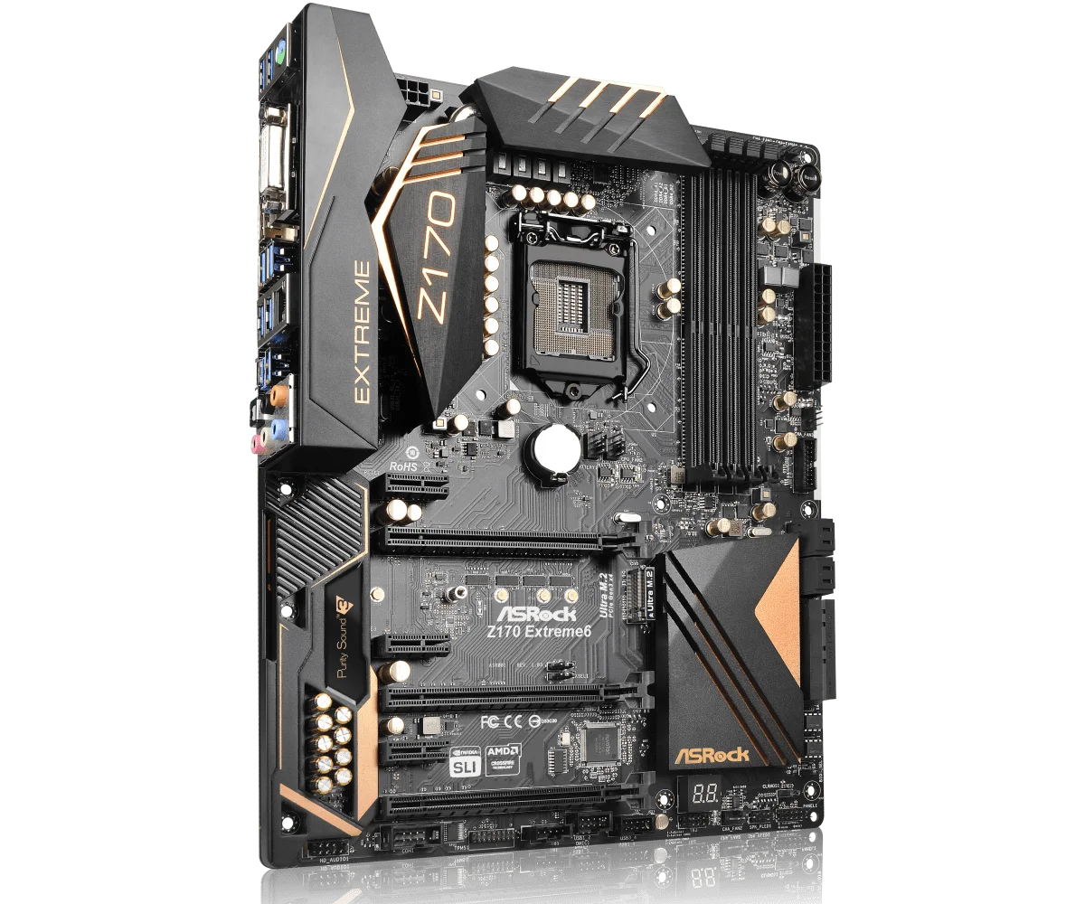 Imagem -04 - Asrock Z170 Extreme6 Placa-mãe Intel Z170 Lga 1151 Ddr4 64gb Atx Suporta 7th 6th Gen Intel Core I56500 I37100 G4400 Cpu