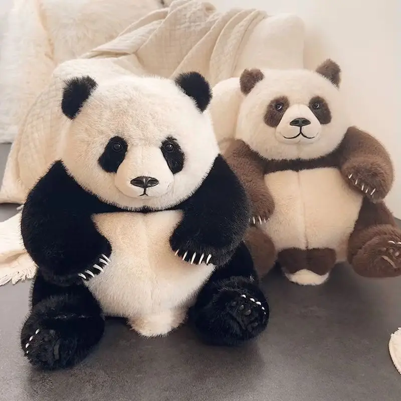 33cm Kawaii Chinese Star Giant Panda QiZai&HuaHua Plush Toys Soft Stuffed Animal Lifelike Cute Bears Sofa Cushion for Kids Gifts