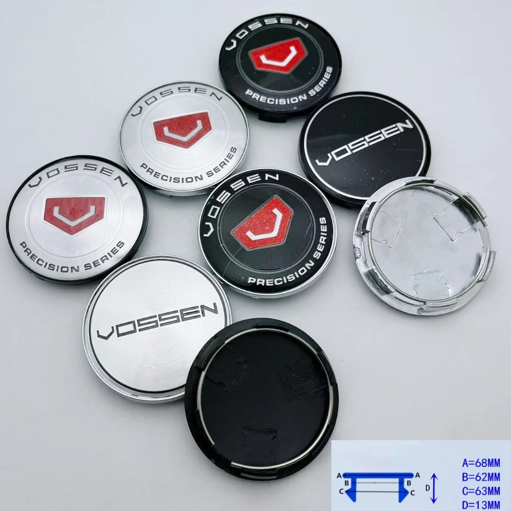 

4pcs/set 68mm ( Clips 62mm ) Car Wheel Center Caps Rim Hub Dust Cover Wheel Hubcaps Vossen Logo Emblem Badge Car Accessories