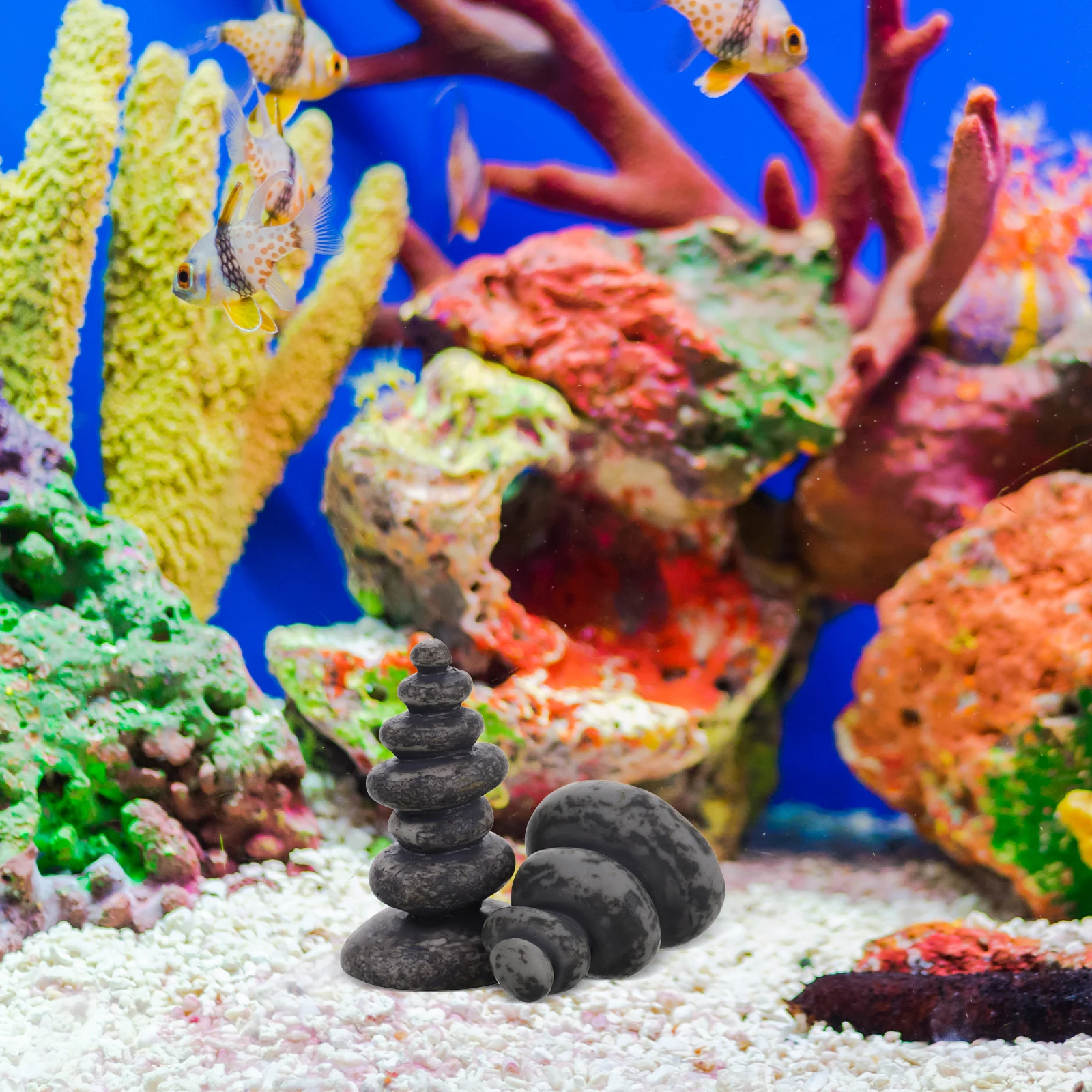 20 szt. Mini Statuetki Kamieni Balansujących Dekoracja Vintage Żywica Ogród Zen Japoński Krajobraz Kamieniarski Akwarium Naturalny