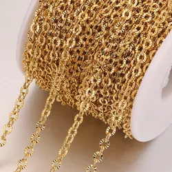 2m Lot Stainless Steel O Shape Oval Chain Cross Plated Gold Chains Link Roll for Jewelry Making DIY Necklace Bracelet Supplies