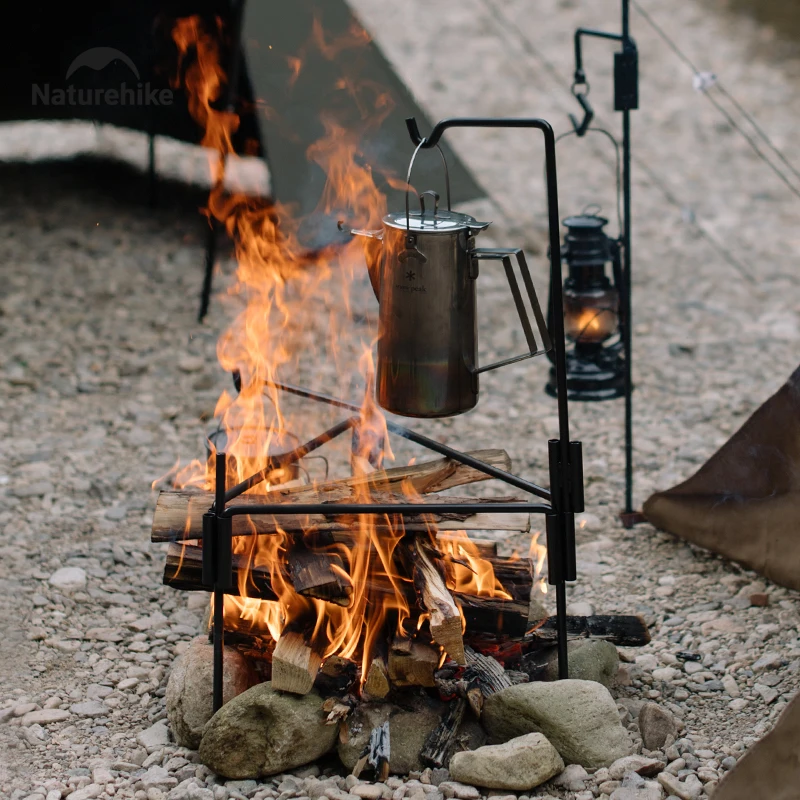 Naturehike 2026 New Camping Combination Fire Rack Stable Quick Build Hanging Iron Frame Outdoor Picnic Wood Burning Platform