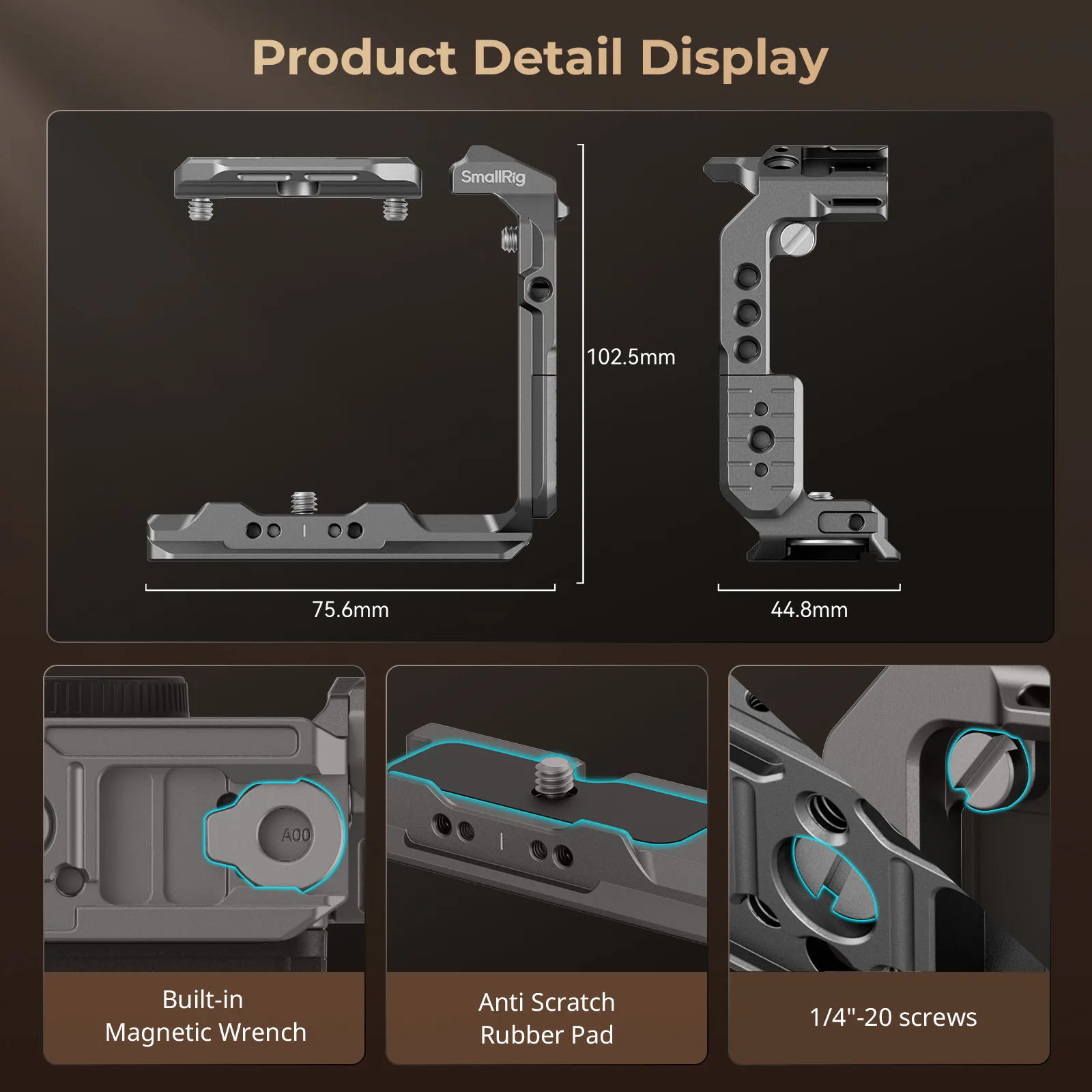 SmallRig FX3/FX30 HawkLock Mezza gabbia a sgancio rapido per Sony FX3/FX30, W Binario NATO rimovibile per maniglia superiore XLR originale -4772