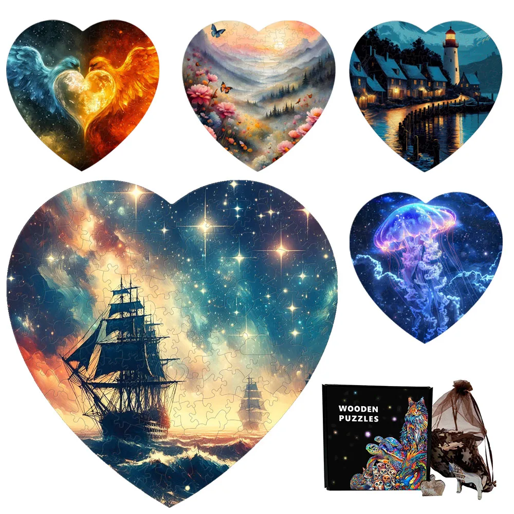 

Valentine's day gift wooden puzzles iq puzzles for adults puzzles wood puzzles Love shape sweethearts gifts for adults