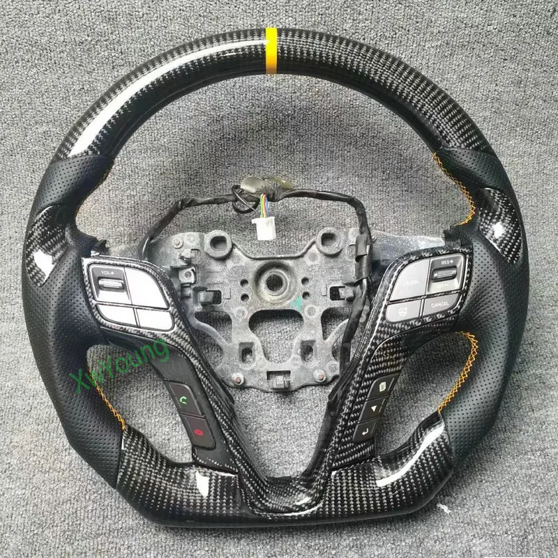 For Hyundai SantaFe IX45 ix45 100% Real Carbon Fiber Leather Steering Wheel