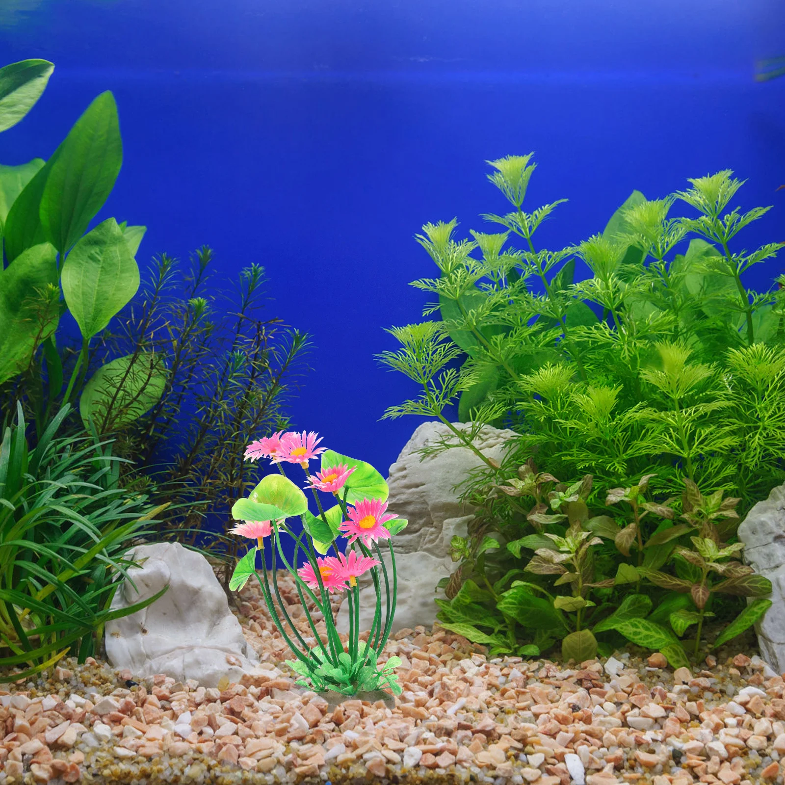 

Fake Aquarium Plant Compact Fish Tank Lotus Flower Lifelike Freshwater Aquarium Flowers Plastic Fish Tank Plants