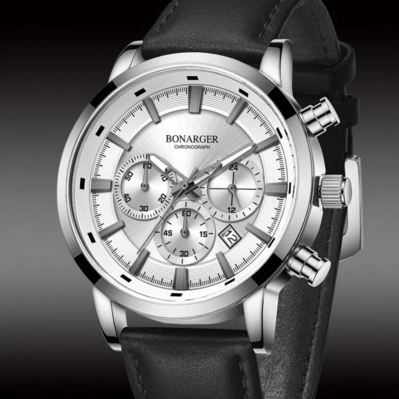 جديد أفضل ماركة 44 مللي متر رجالي ساعة كوارتز بكرونوجراف 24 ساعة متعددة الوظائف الفولاذ المقاوم للصدأ مقاوم للماء الرياضة Relogio Masculino