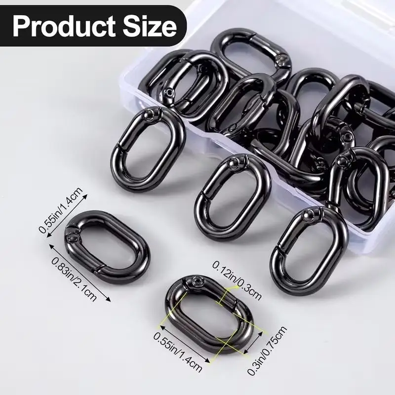 10Pcs/lot Metal Oval Ring Spring Clasps Openable Carabiner Keychain Bag Clips Hook Dog Chain Buckles Connector For DIY Jewelry view 4