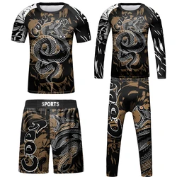 New Boxing Kid MMA Rashguard T-shirt+Pant Suit Bjj Jiu Jitsu T-shirts Gi Kickboxing Jerseys Baby Children Muay Thai MMA Shorts