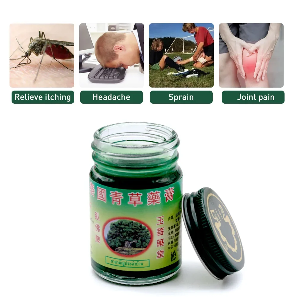 50g/pc Thailand Green Herbal Cream Cold Headache Balm Pain Ointment Refresh Oneself Influenza Cold Headache Dizziness Summe