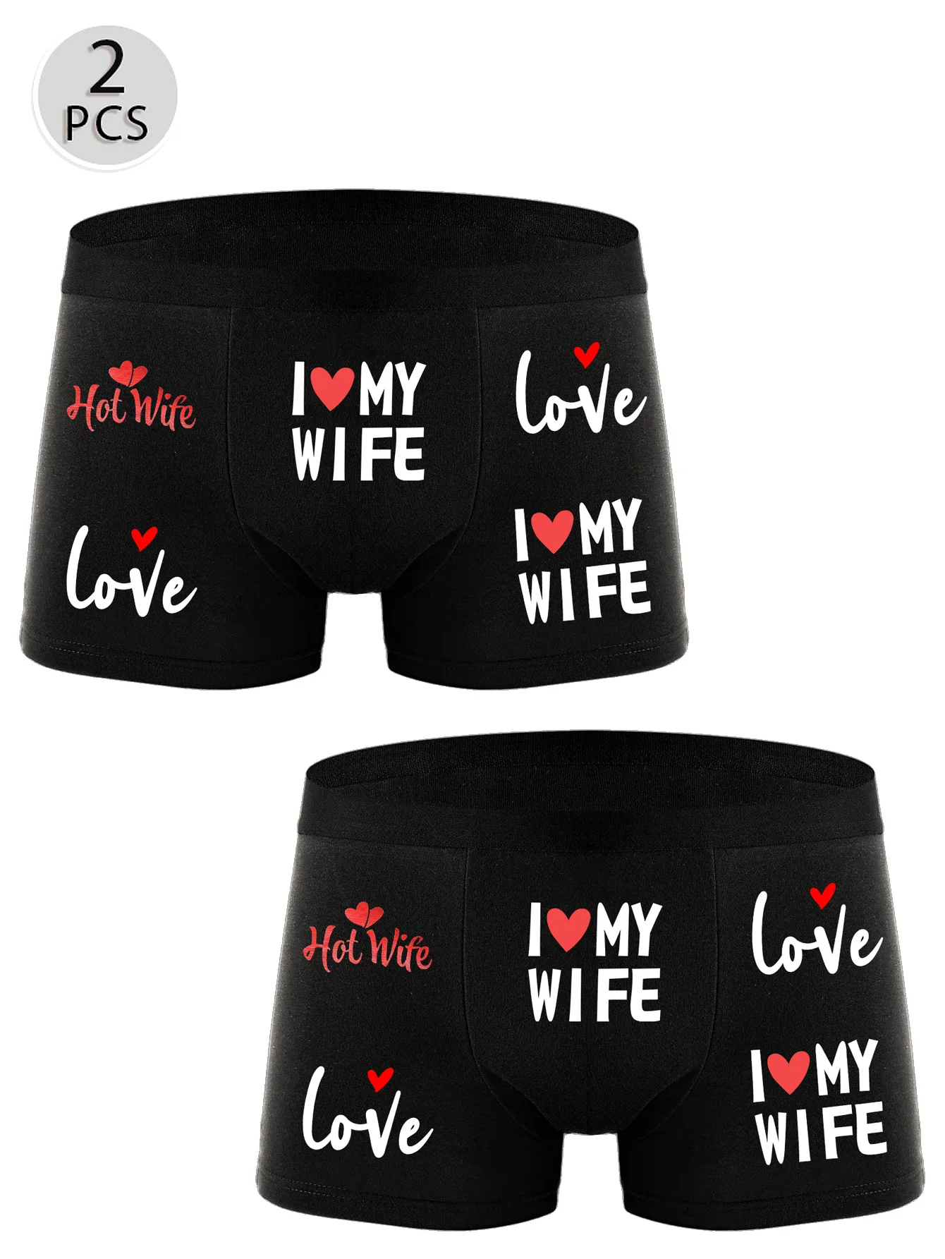 

Мужские трусы-боксеры, 2 шт., дышащее черное нижнее белье, забавные шорты «LOVE WIFE», удобные и мягкие трусы
