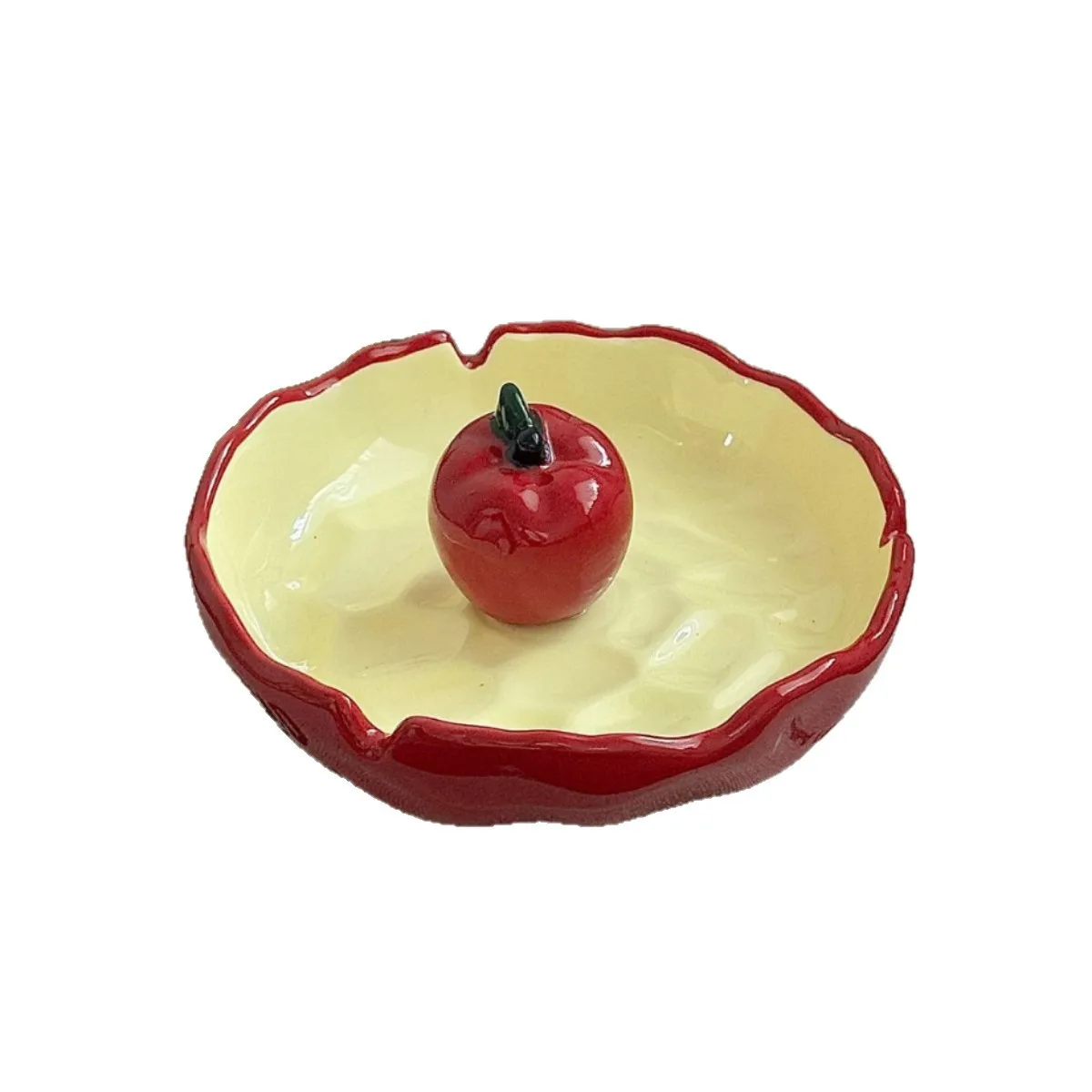 Red apple core ashtray, home design, high-end ashtray with lid, cigarette tray, creative decoration, desktop accessories