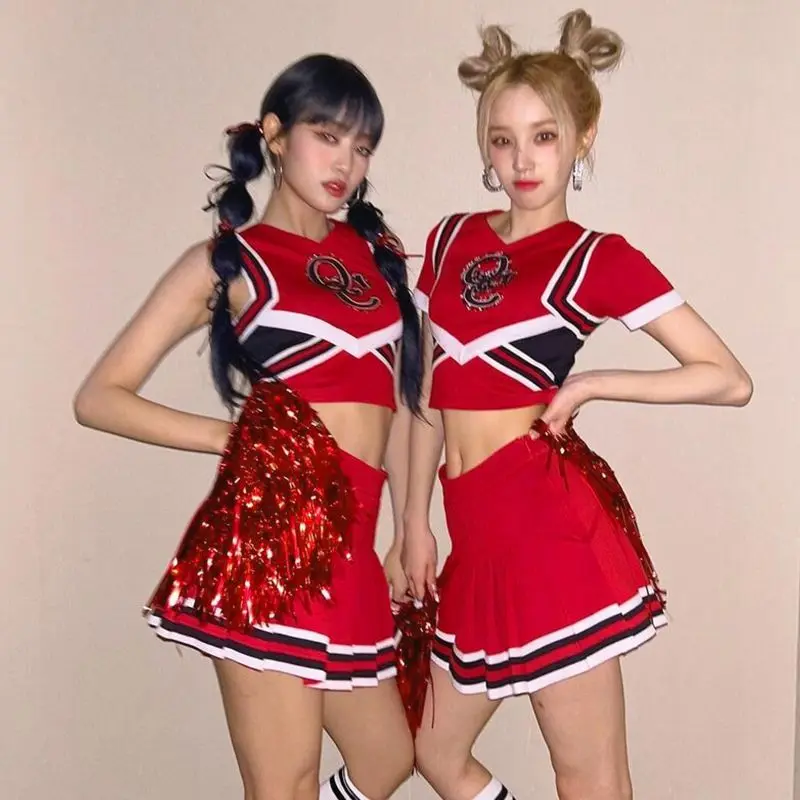 Kpop Idol outfit Hip Hop Cheerleading Dance Adult women Jazz Dance  gidle Cheerleader Costume Girl YUQI clothing