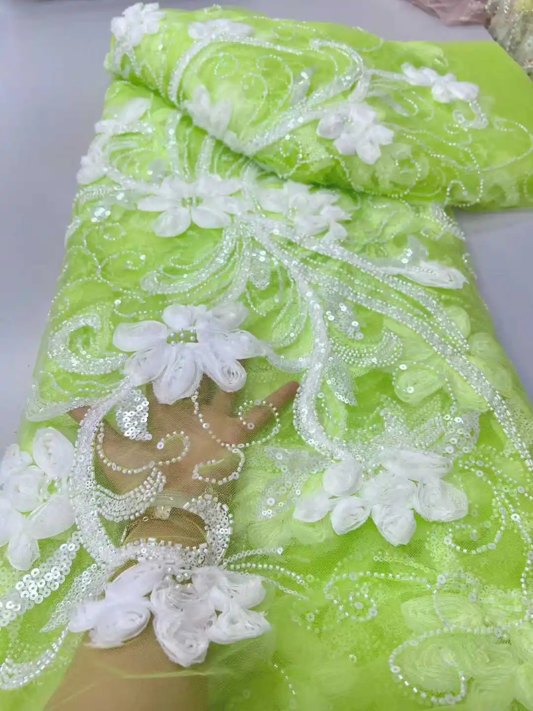 Afrikanischer Spitzenstoff, Pailletten, Perlen, Bräutigam, nigerianische Braut, hochwertiger französischer Tüll-Spitzenstoff für Hochzeitsfeierkleider