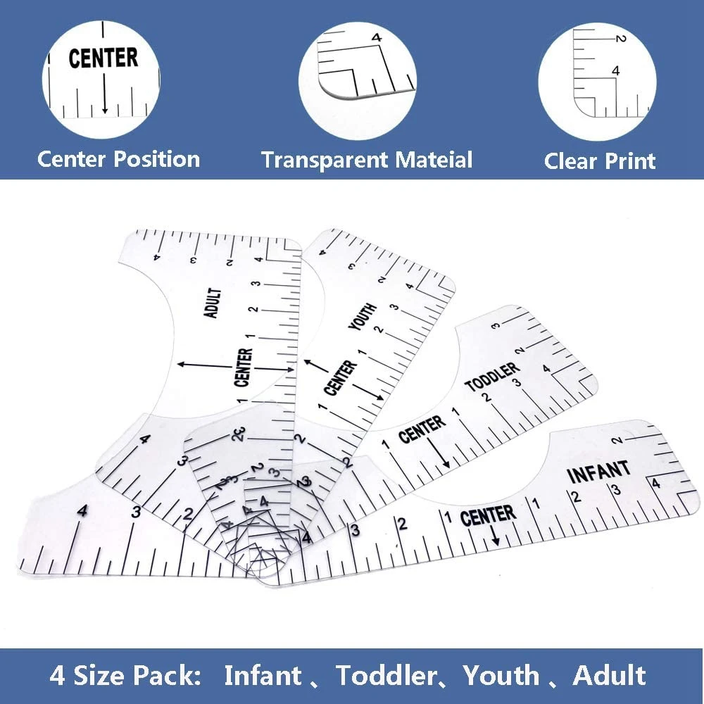 T-Shirt Ruler Guide Alignment Tool for Vinyl, Alignment Tool for Graphics T Shirt Centering Tool (Clear & Transparent)