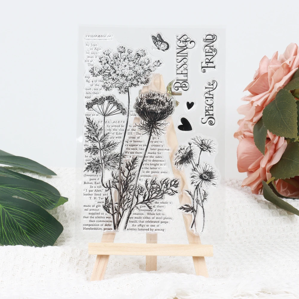 Farfalla Picking Flowers Series Clear Silicone Stamp Scrapbook Handbook DIY Journal materiale decorazione Collage timbro estetico