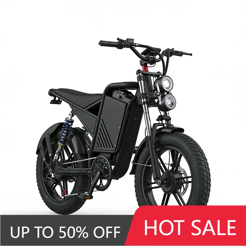 RRE Dark night mecha retro off-road electric motorcycle 48V wide tire electric bicycle 150 kilometers street car, street cool ca