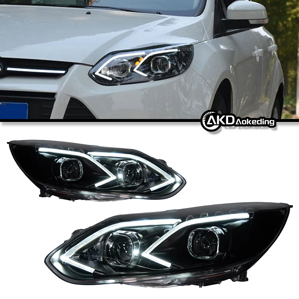 Auto Parts For Ford Focus 3 Headlights 2012-2014 latest Styling LED Daytime Lights Dual Projector Car Accesorios Modified