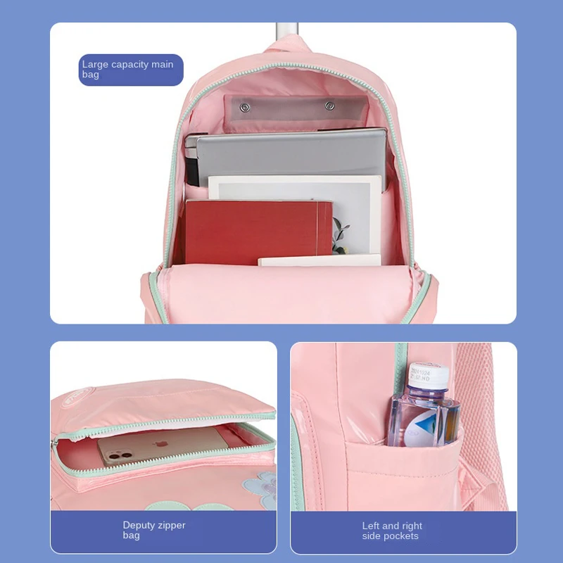 Sac à dos d'école roulant pour enfants, pour adolescentes, bagages de voyage, chariot, ensemble de sacs d'école, sac à dos à roulettes, sac de livre pour étudiants