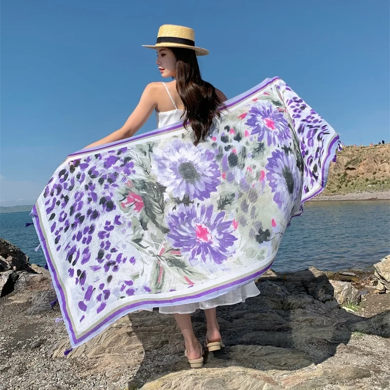 90x180cm Thinness Travel Beach Sunscreen Scarve Bikini Large Shawl Sarong Wrap Scarf Women Brazilian Swimsuit Bathing Cover-ups