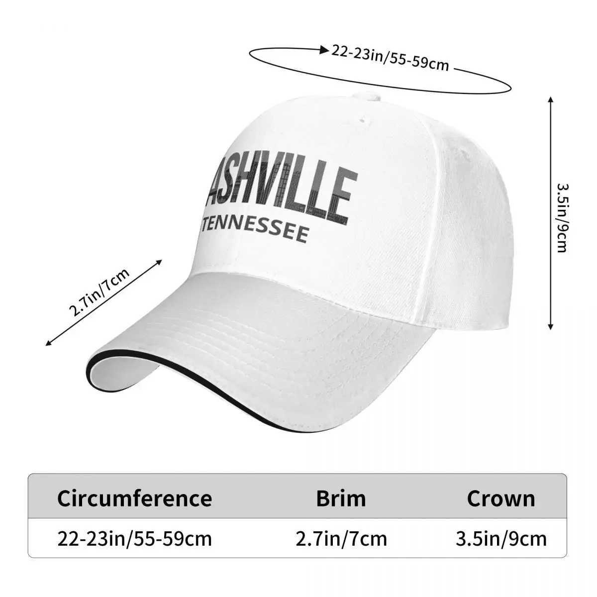 Nashville Tennessee Skyline Pride I Cap Fashion Casual Baseball Caps Adjustable Hat Hip Hop Summer Unisex Baseball Hats