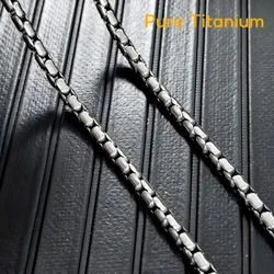 New 3.5mm TA1 Pure Titanium Square Box Chain Necklace for Men Women Fashion Round Hip Hop Sweater Long Snake-Chain Ti Necklaces