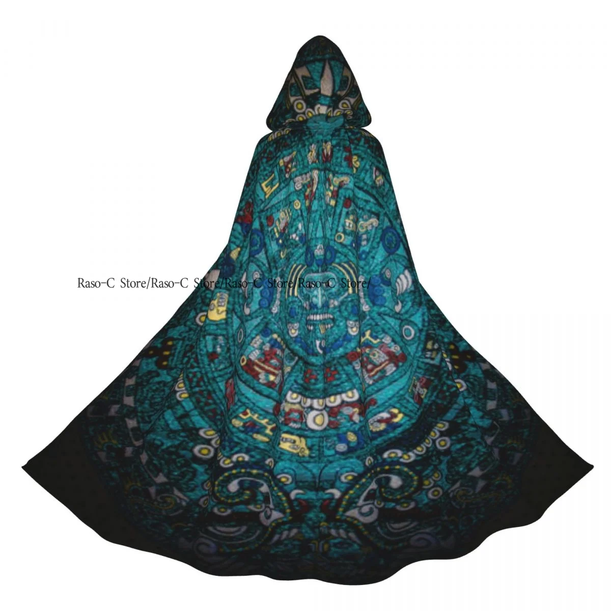 Hooded Cloak Unisex Cloak with Hood Mayan Calendar Cloak Vampire Witch Cape Cosplay Costume